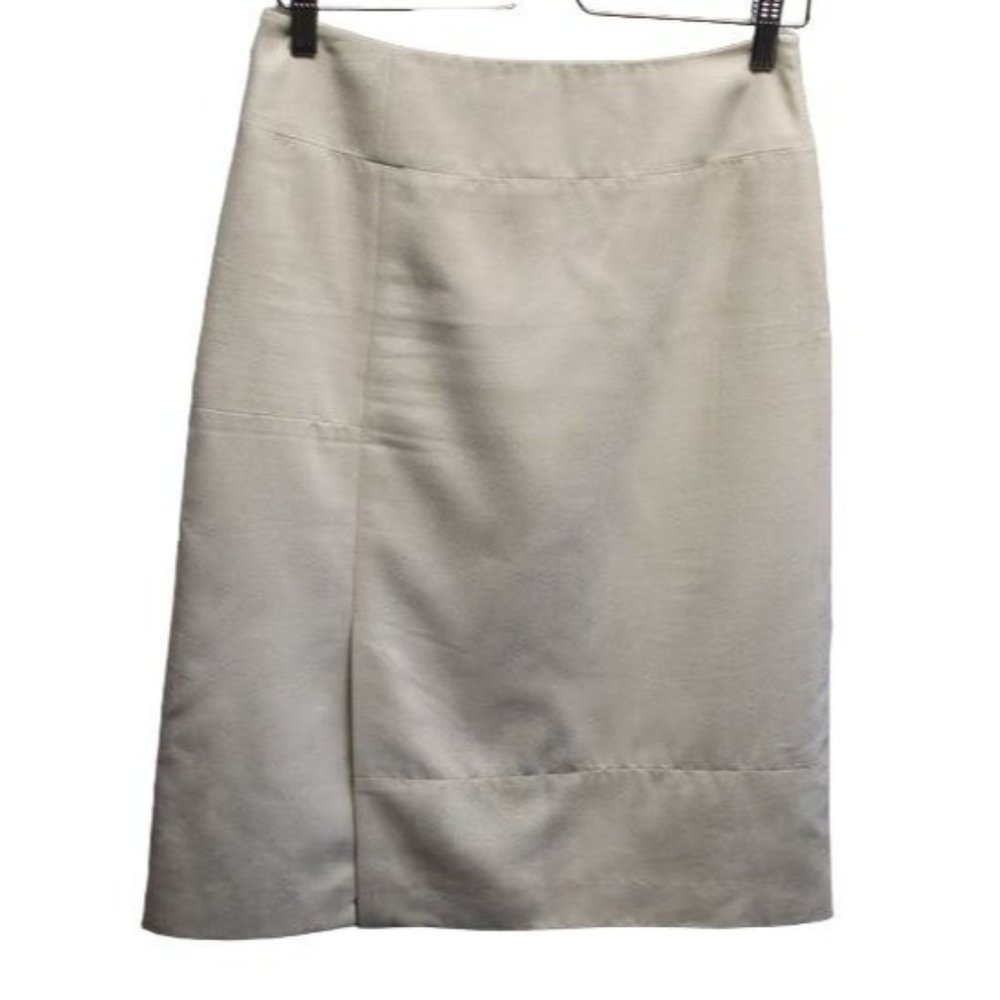 HALOGEN Micro Suede Beige Lined Slit Pencil Skirt Sz 6